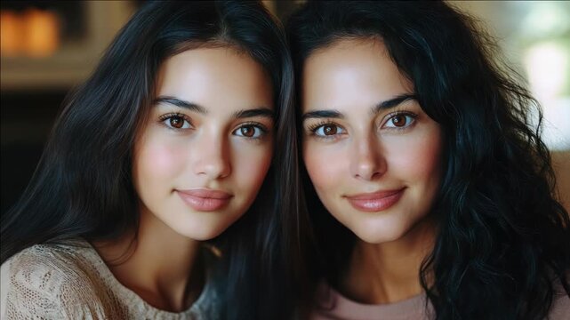 The image features a young female and an older female, likely a mother-daughter relationship. They are posing for the camera with warm, positive expressions on their faces.