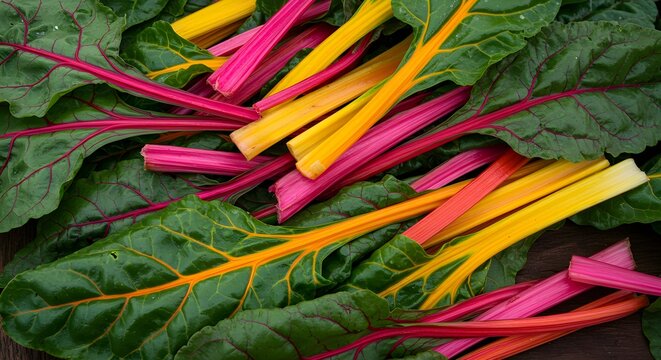 Colorful swiss chard stems