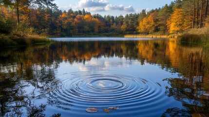 Water reflections with small ripples on a lake surface