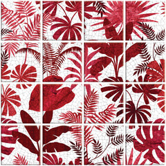 Leaf Variety of types. Seamless mosaic square
pattern with tropical leaves blackground used for decorative design.	
