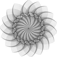 A black and white abstract floral background featuring a swirling fractal design with a delicate interplay of light and shadow, creating a captivating visual texture