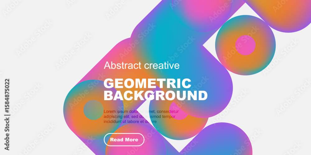 Aufkleber vibrant abstract shapes overlap, creating dynamic background. text promotes creative geometric desig