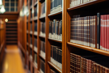 Law library with shelves of books and legal documents