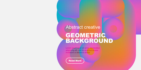 Vibrant abstract shapes overlap, creating colorful geometric background. Text promotes further reading. Modern design elements present.