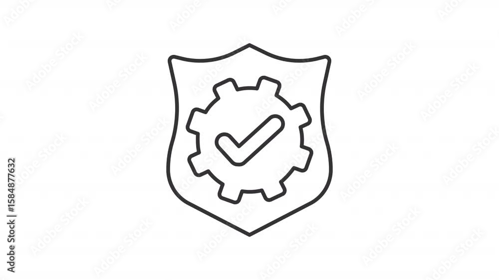 Aufkleber security compliance line animation. system protection animated icon. rotating gear. complete mark sh