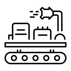 A line style icon showing conveyor belt