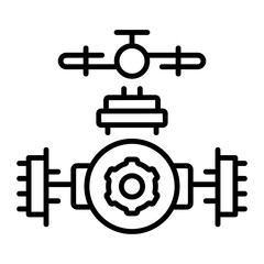 A linear style icon representing industrial valve © Prosymbols