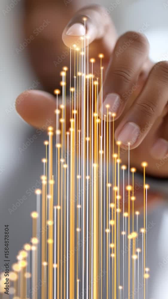 Aufkleber futuristic business stock market concept with hand interacting glowing digital graph lines showing g