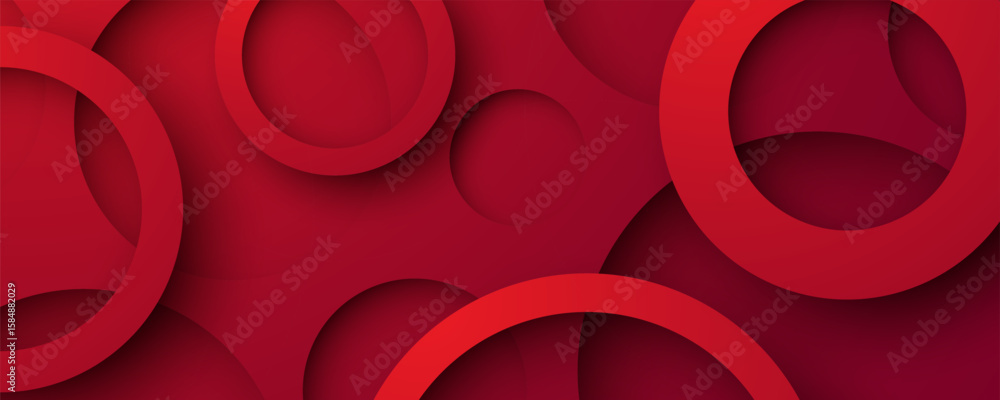 Poster 3d red circle vibrant background abstract circular design texture