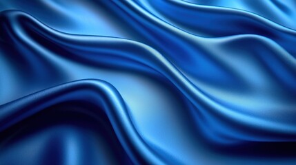 Fototapeta premium Deep blue flowing fabric drapes in smooth, elegant folds