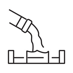Outline icon of concreting tool or process, used in construction and building foundation work. Editable stroke, isolated on white. editable strokes. vector illustration