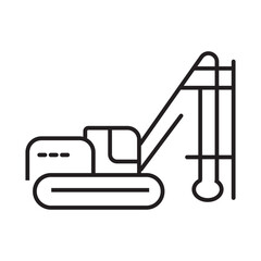 Outline icon of excavator used in construction and digging operations. Perfect for civil engineering and building site visuals. editable strokes. vector illustration