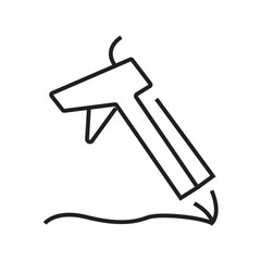 Line icon of silicone sealant tool used in construction and finishing work. Editable stroke vector. editable strokes. vector illustration