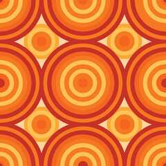 Seamless orange Bauhaus circle pattern background wallpaper