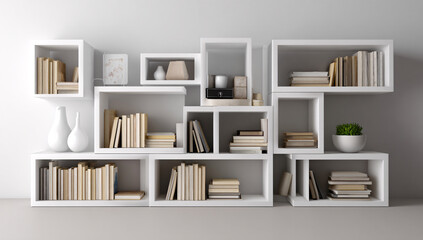 White Modern Bookshelf Design Stylish Home Library and Interior Storage Solutions Display Ideas