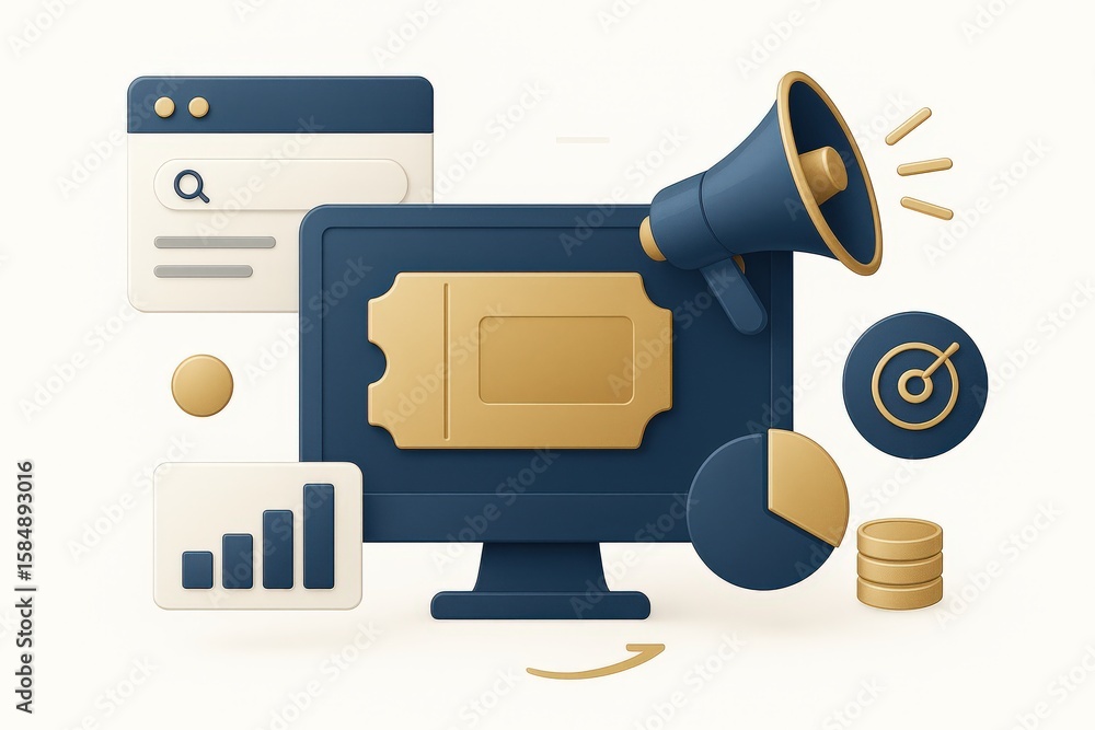 Poster dynamic digital marketing strategy concepts illustrated with modern analytic tools data visualizatio
