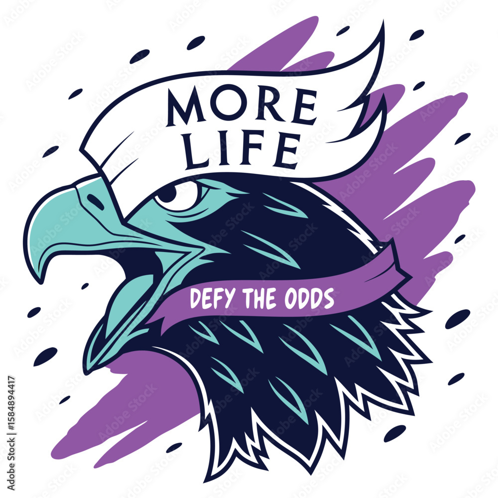 Poster a dynamic and modern graphic design featuring an eagle in flight rendered with vibrant cmyk colors a