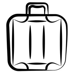 Simple travel suitcase outline in black and white
