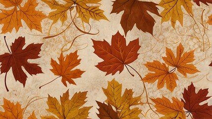 seamless pattern with autumn leaves