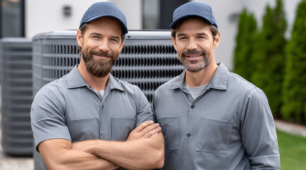 Friendly HVAC Technicians Providing Home Cooling Solutions and Reliable Air Conditioning Services