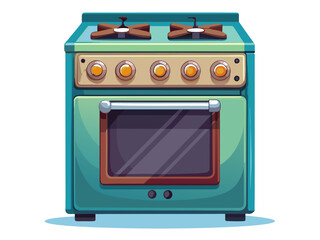 Realistic high-quality stove oven combination appliance, isolated on white and transparent background. Modern kitchen equipment with burners and built-in oven for home cooking. Vector illustration