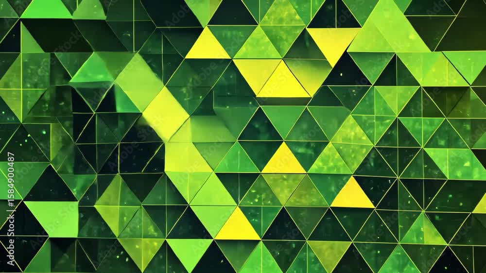 Poster geometric pattern with green triangles and lines creating a vibrant visual texture, green triangles 