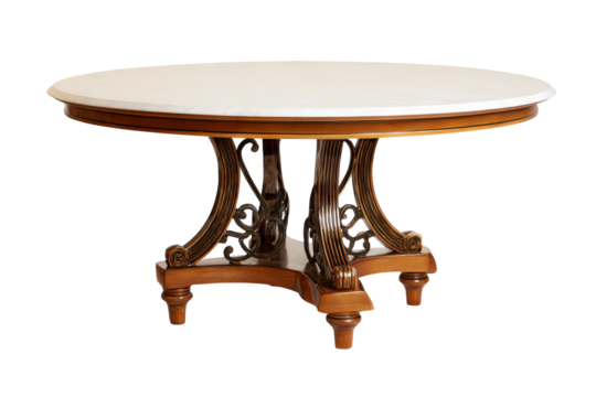 Modern wooden dining table with clean lines and minimalist design, isolated on transparent background in high resolution PNG format, ideal for digital interior design cutouts and furniture mockups