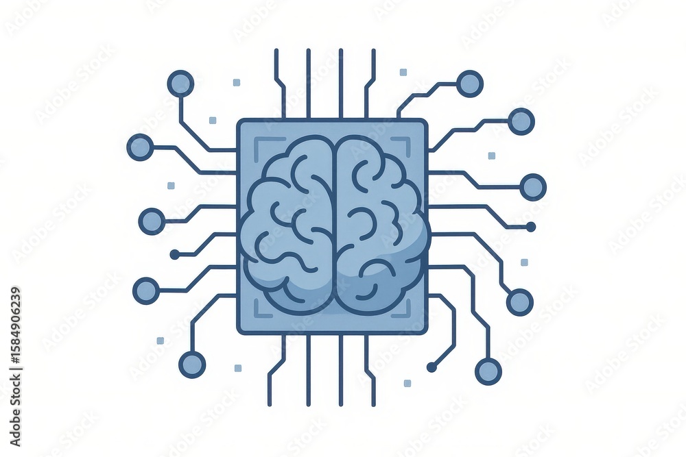Poster interconnected neural pathways illustrating the fusion of human cognition and artificial intelligenc