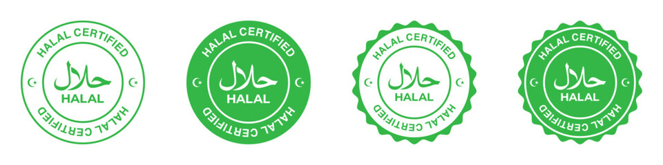 Halal food certified icon. Halal food labels. Halal sign, Vector illustration.
