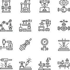 Set of Production Linear Style Icons 