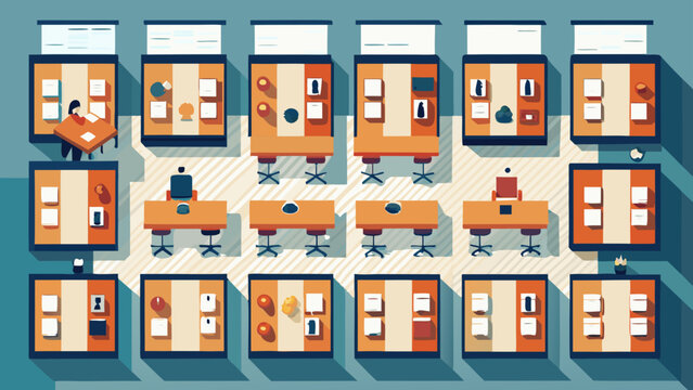 Illustration of 2   overhead classroom layout with symmetrical row #3033