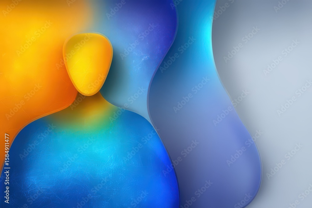 Aufkleber abstract representation of identity and consciousness featuring flowing colors of orange and blue bl