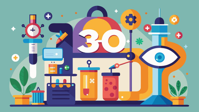 Illustration of 30   learning station with small experiments and e #1919