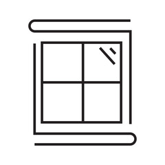 Outline icon of window frame, commonly used in construction, housing, and architectural design. Editable stroke. vector illustration