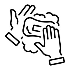 A linear style icon representing cleaning cloth  