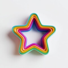 Layered Rainbow Star Shape on White Background