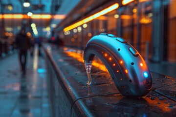 Futuristic hearing device with glowing lights hearing aid