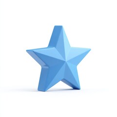 Obraz premium Light Blue 3D Five Pointed Star on White Background