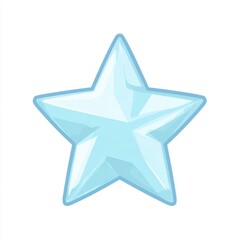 Light Blue Glossy Five Pointed Star Cartoon Illustration