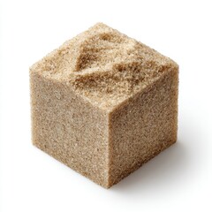 Light Brown Sand Cube on White Background