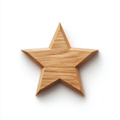 Light Brown Wooden Star on White Background