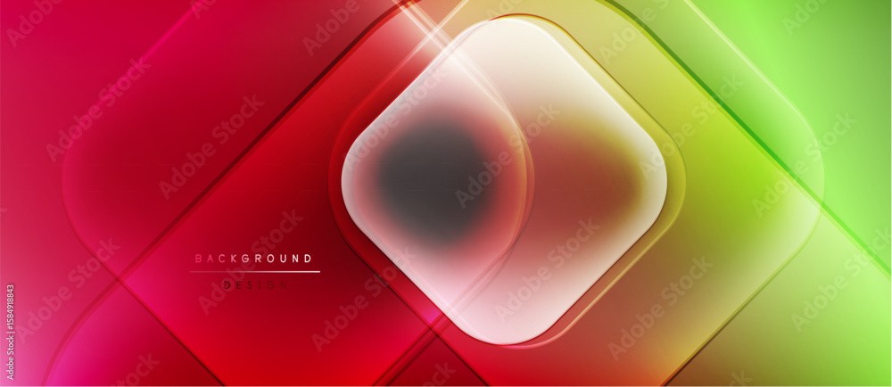 Poster abstract geometric design. vibrant red, green gradients create layered effect. modern, sleek backgro