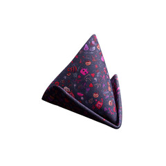 Dark Purple Pocket Square with Whimsical Halloween Pattern - Folded View