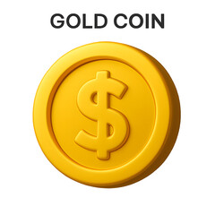 Obraz premium 3D Gold Coin with Dollar Sign Isolated on White Background