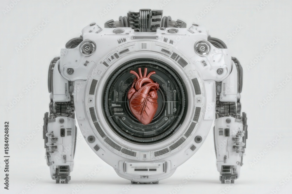 Poster futuristic robotic heart replica created with intricate mechanical details symbolizing the intersect