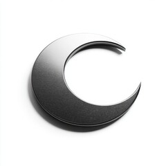 Metallic Crescent Moon on White Background