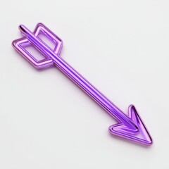 Metallic Purple Geometric Arrow on White Background