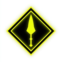 Neon Yellow Spear Icon in Black Diamond Shape