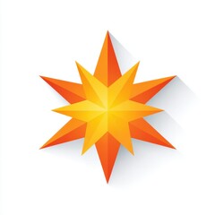 Orange and Yellow Starburst with Long Shadow on White Background