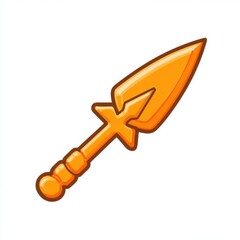 Orange Cartoon Spear with Star Shaped Handle on White Background